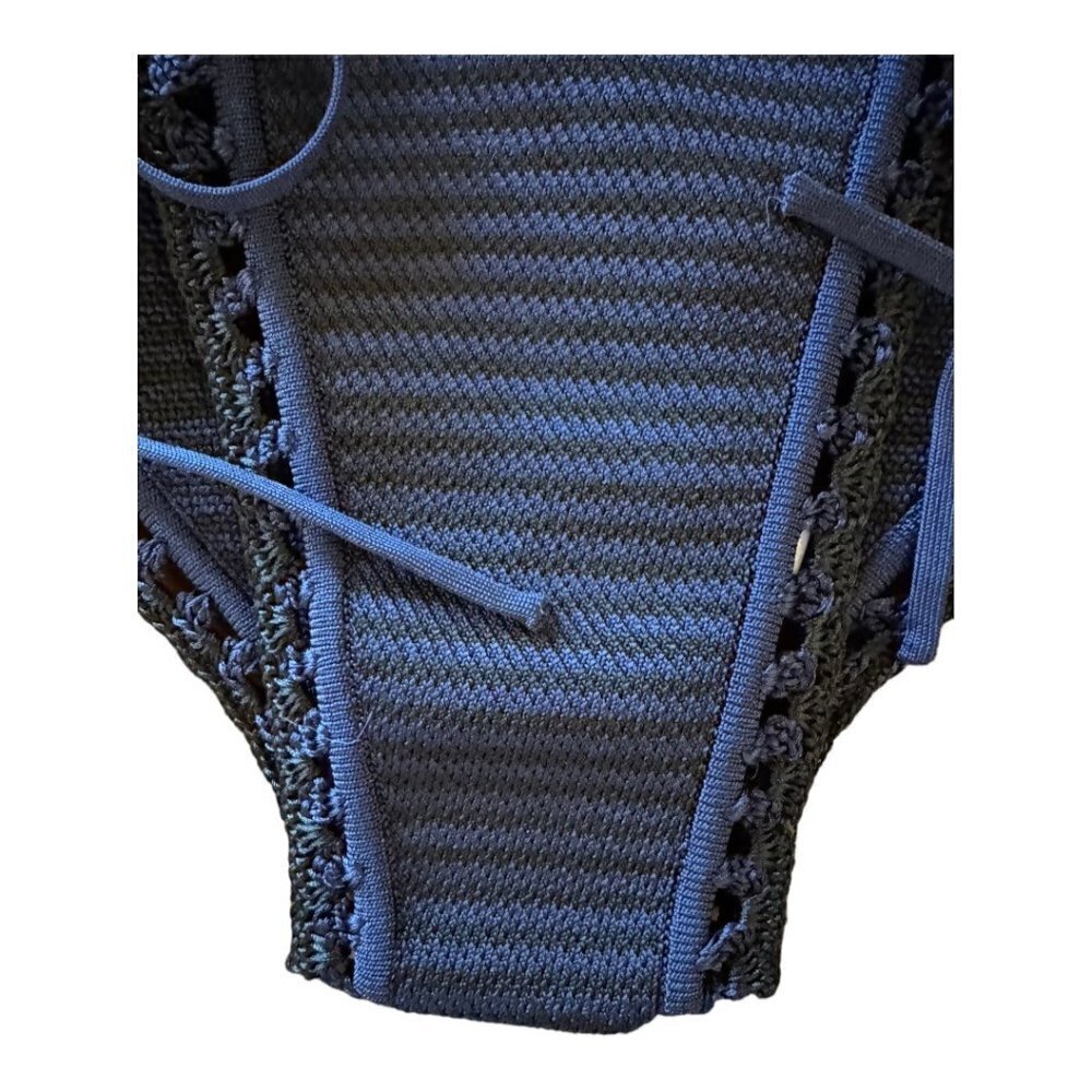 Solid & Striped Clara Bikini Bottom Women Small Blue Knit Crochet Tie Side NWT - Picture 5 of 10